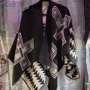 Cozy Black and White Soft Poncho